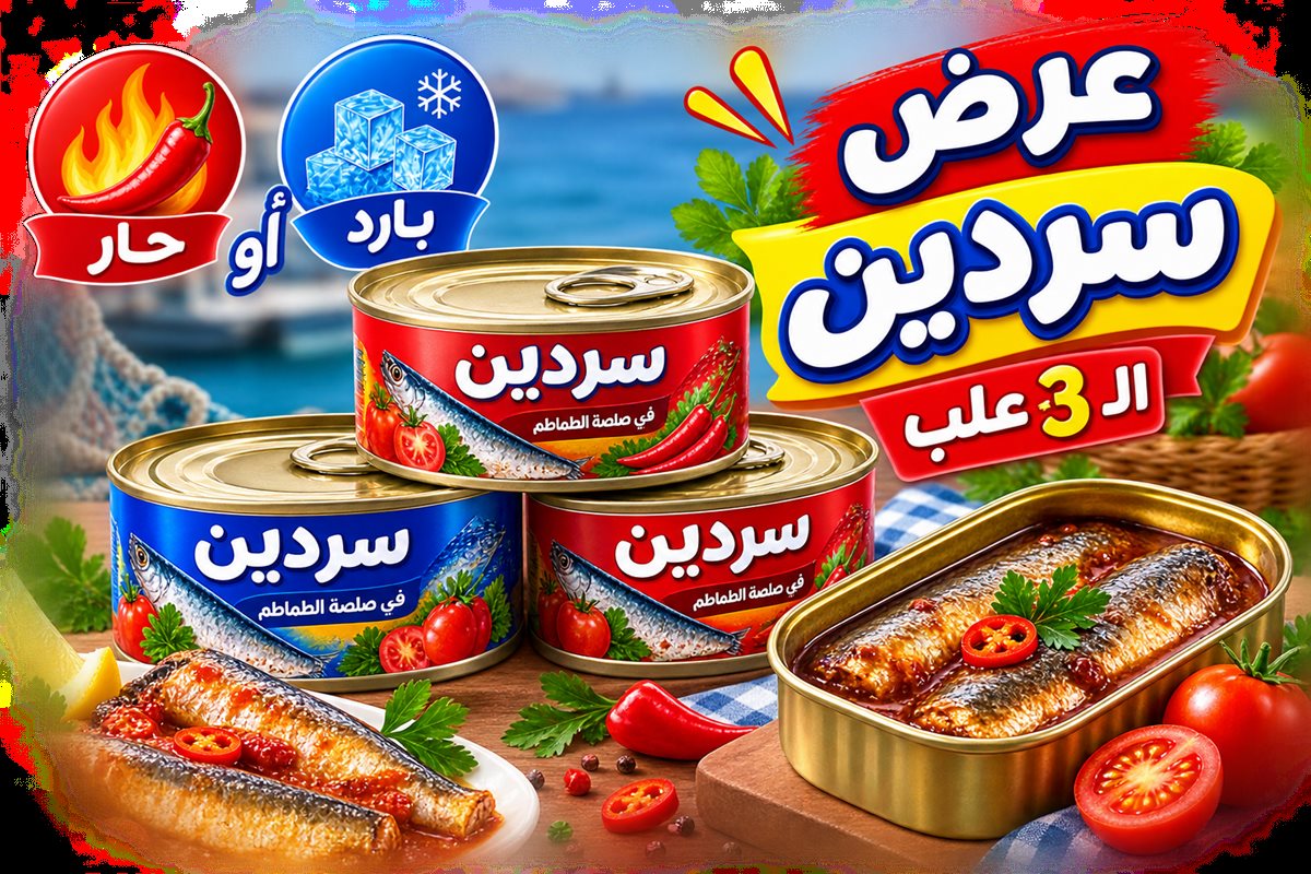 عرض سردين ال3 علب حار او بارد